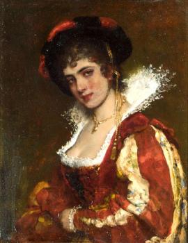 尤金 德 佈拉斯 Portrait of a Venetian Lady